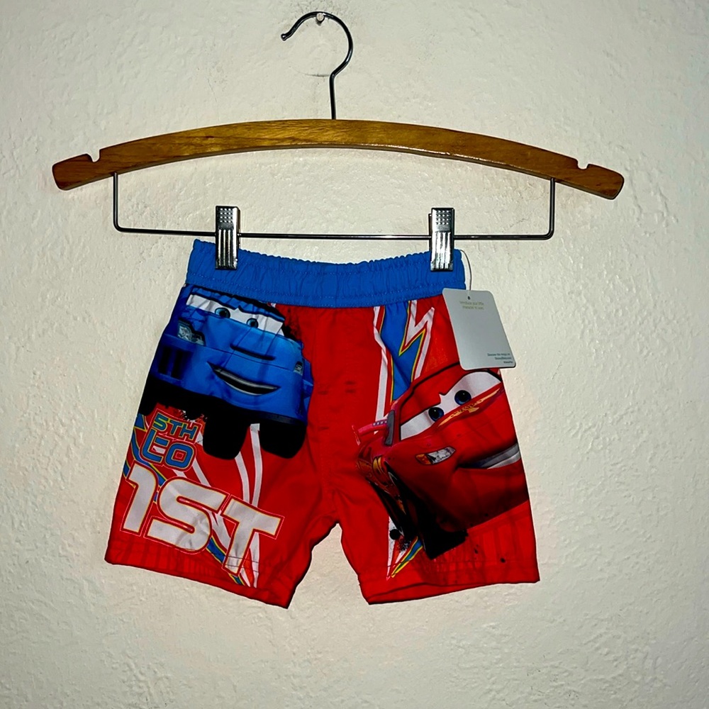Disney baby 12m lightning McQueen cars swim trunks nwt